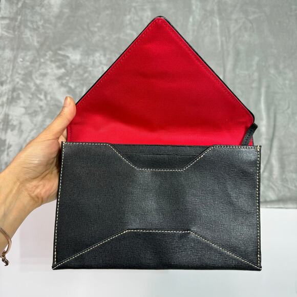 New Dooney & Bourke Envelope Slim Leather Wallet Black Organizer Clutch 9x6 - Picture 7 of 13